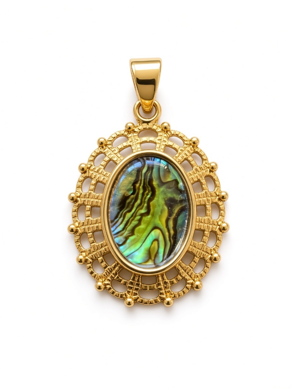 Gold Filigree Abalone Shell Pendant - NWT
